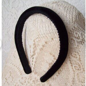 Narrow Classic Black Velvet Headband